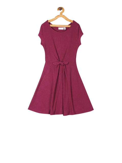 

The Childrens Place Girls Burgundy Solid Lightweight Sweater A-Line Dress