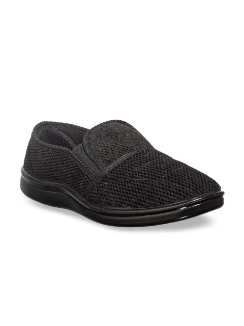

Khadims Men Black Woven Design Slip-On Sneakers