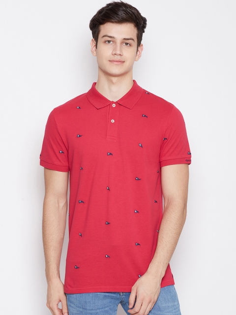 

GANT Men Red Printed Polo Collar T-shirt