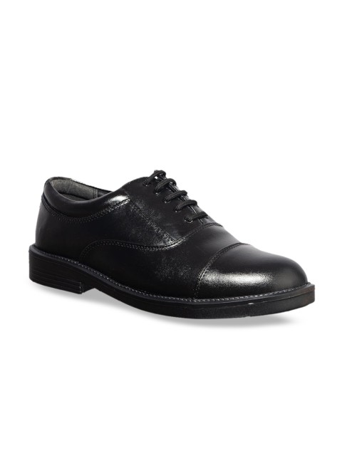 

Khadims Men Black Solid Leather Formal Oxfords