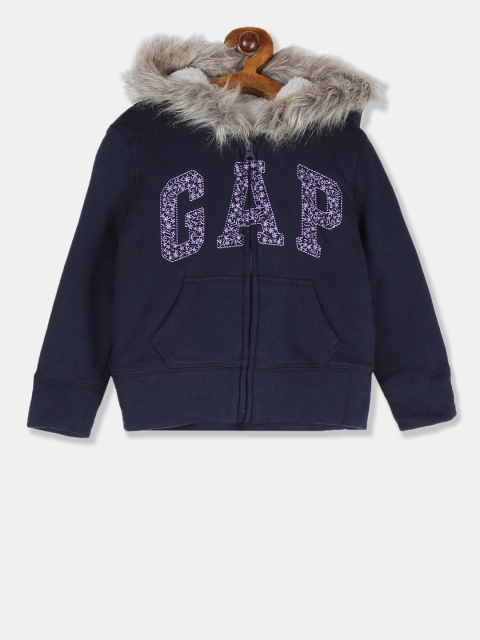 

GAP Girls Blue Embroidered Hooded Sweatshirt