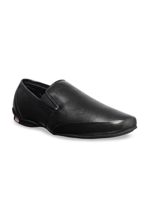 

Khadims Men Black Solid British Walkers Leather Formal Slip-Ons