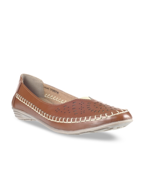 

Khadims Women Brown Textured Ballerinas