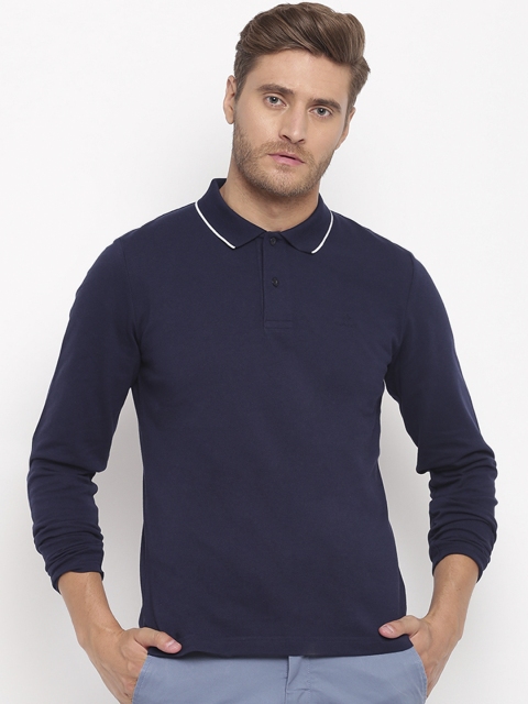 

GANT Men Navy Blue Solid Polo Collar T-shirt