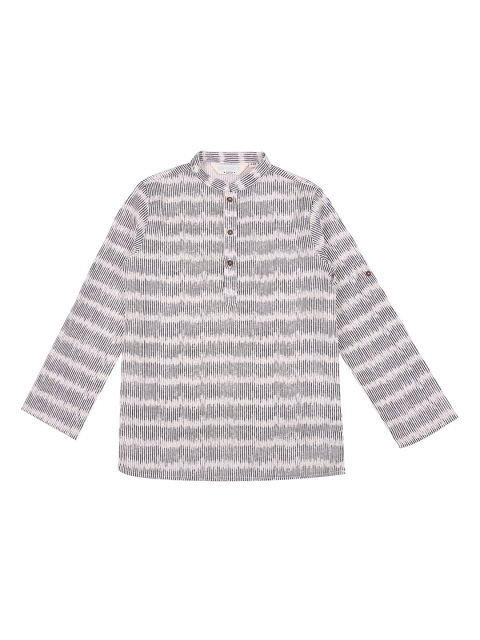 

indus route by Pantaloons Boys Off-White Striped Straight Kurta