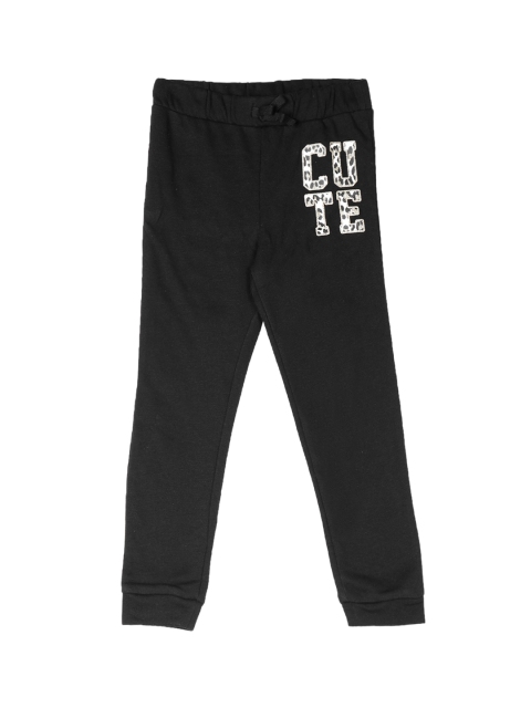 

The Childrens Place Girls Black Solid Joggers