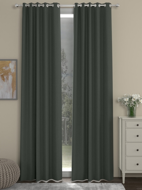 

ROSARA HOME Grey Set of 2 Long Door Curtains
