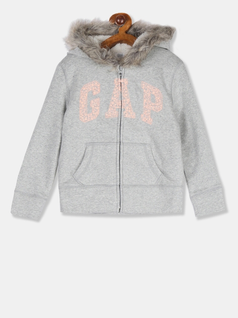 

GAP Girls Grey Brand Logo Embroidered Hooded Sweatshirt