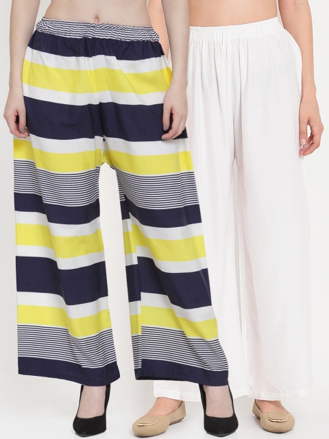 

TAG 7 Women Pack of 2 Wide Leg Palazzos, White