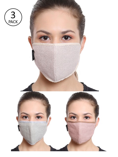 

Anekaant Women 3-Pcs 3-Ply Reusable Cotton Printed Fabric Fashion Masks, Multi