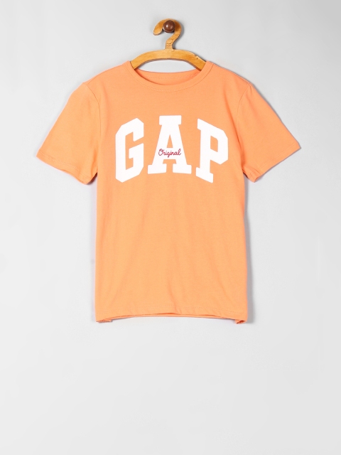 

GAP Boys Orange Printed Round Neck T-shirt