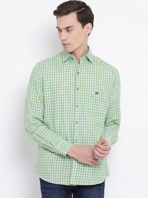 

Crimsoune Club Men Green Smart Slim Fit Checked Casual Shirt