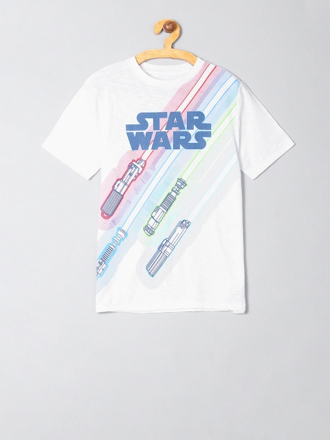 

GAP Boys White Printed Round Neck T-shirt