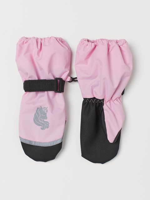 

H&M Girls Pink & Black Colourblocked Waterproof Ski Mittens