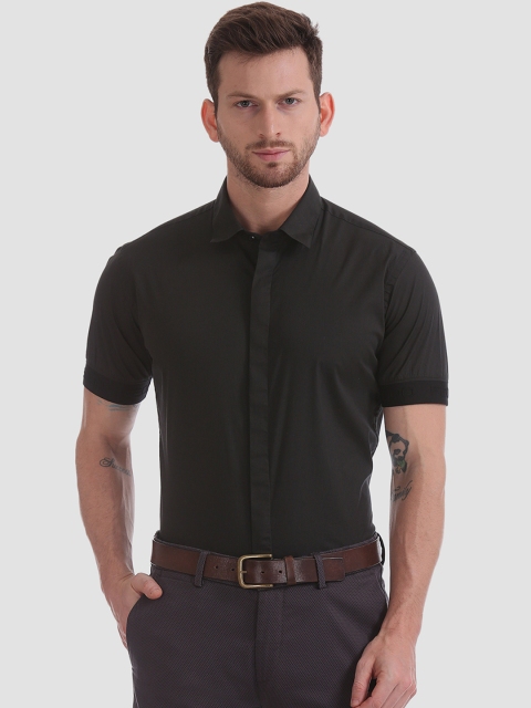 

Flying Machine Men Black Slim Fit Solid Casual Shirt