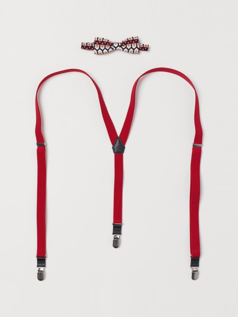 

H&M Men Red Set of Braces and Bow Tie