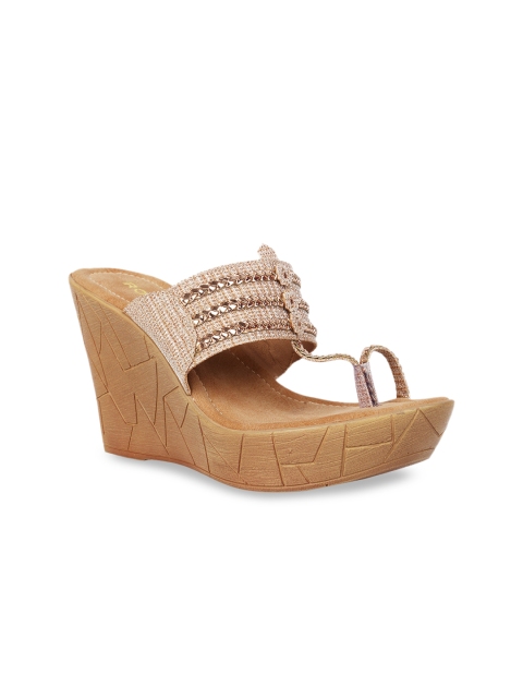 

Rocia Women Rose Gold Embellished Kolhapuri Wedges