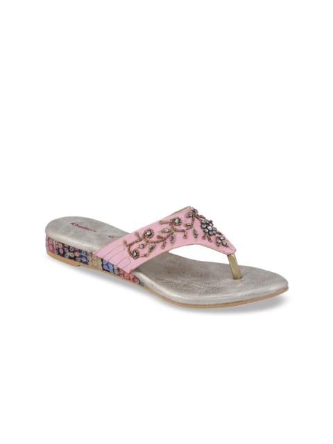 

Khadims Women Pink Embellished Open Toe Flats