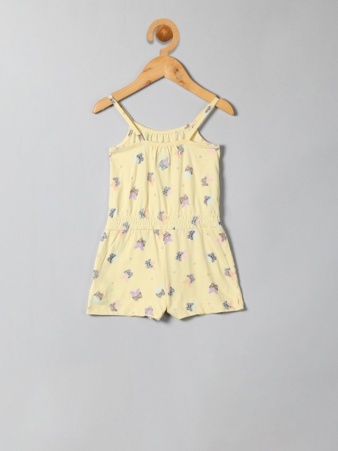 

GAP Toddler Girls Yellow & Black Printed Sleeveless Romper