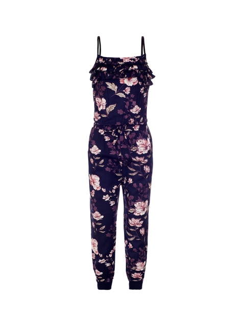 

naughty ninos Girls Navy Blue & Pink Printed Basic Jumpsuit