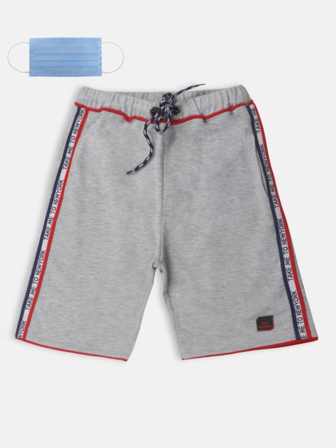 

Lil Tomatoes Boys Grey Melange Solid Regular Fit Regular Shorts