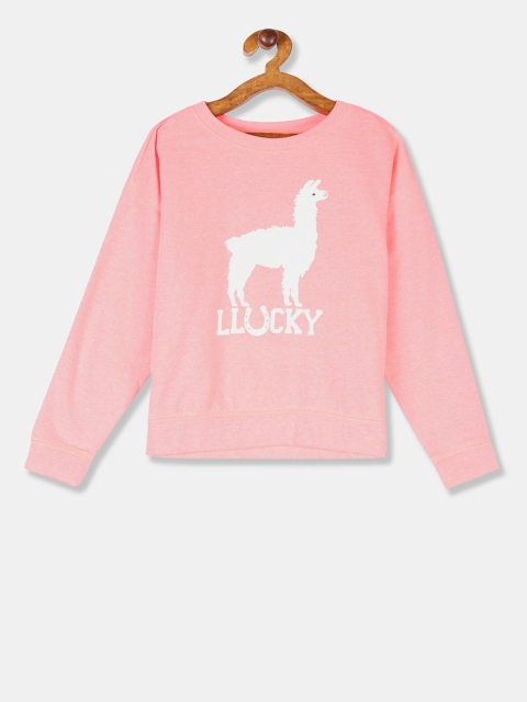

GAP Girls Coral Pink Printed Sweatshirt