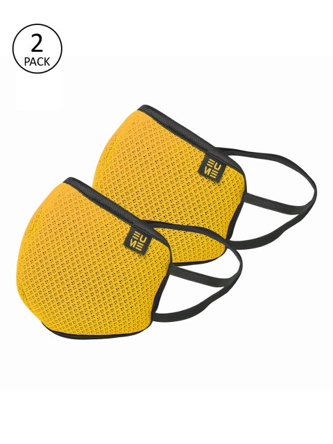 

EUME Unisex 2 Pcs 4 Ply Reusable Face Mask, Yellow