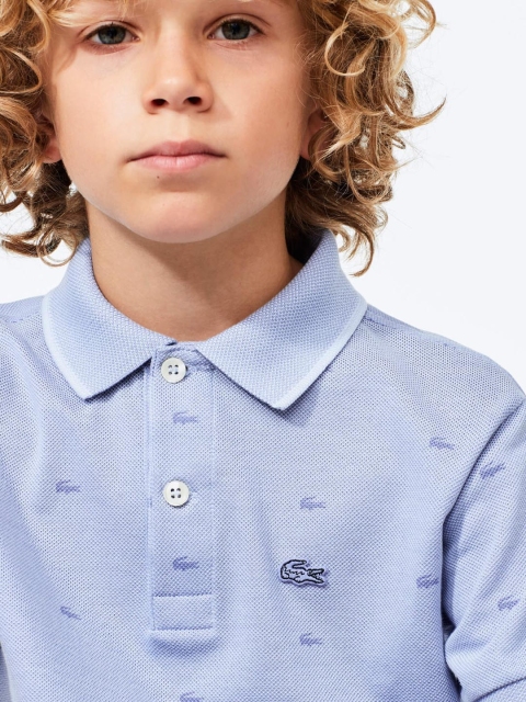 

Lacoste Boys Blue Printed Polo Collar T-shirt