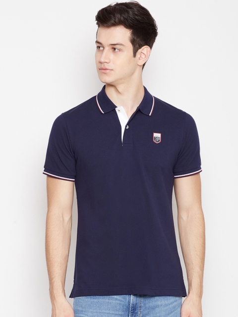 

GANT Men Navy Blue Solid Polo Collar T-shirt