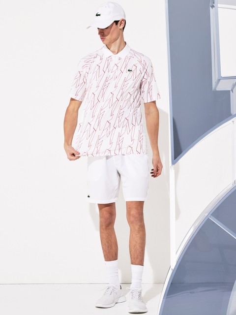 

Lacoste Men White & Red SPORT x French Open Ultra Lightweight Stretch Polo Collar T-shirt