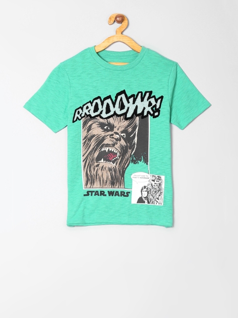 GAP Boys Sea Green & Black Star Wars Printed Round Neck T-shirt