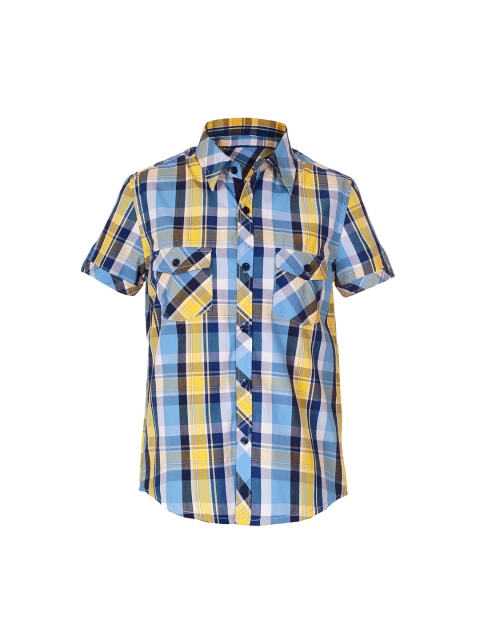 

naughty ninos Boys Blue & Yellow Regular Fit Checked Casual Shirt
