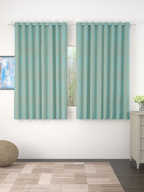 

Story@home Turquoise Blue & Gold-Toned Set of 4 Window Curtains