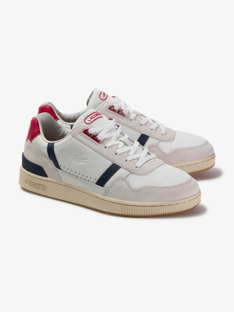 

Lacoste Men White & Red Colorblocked Leather Sneakers