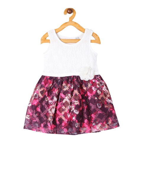 

The Childrens Place Girls Pink Self Design Fit and Flare Dress