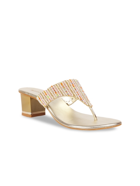 

Rocia Women Gold-Toned Embellished Block Heels