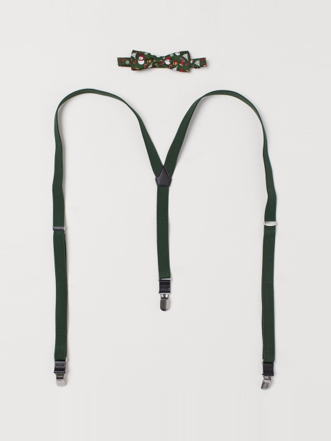 

H&M Men Green Set of Braces and Bow Tie