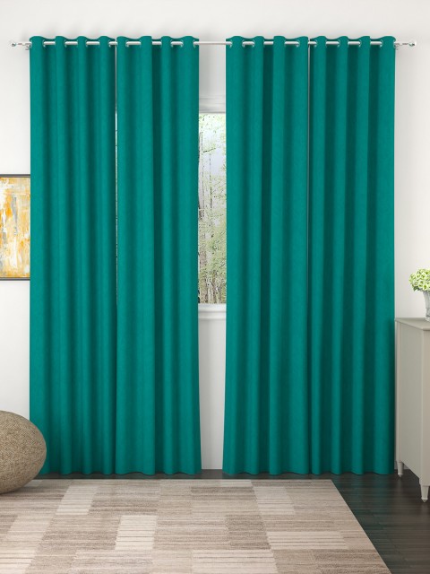 

Story@home Teal Green Set of 4 Jacquard Textured Door Curtains