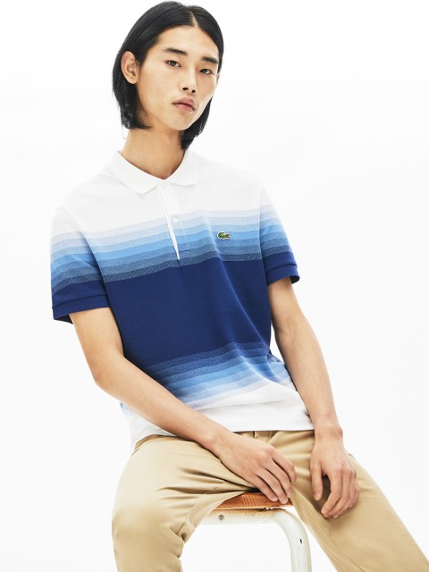 

Lacoste Men Blue & White Colourblocked Polo Collar T-shirt