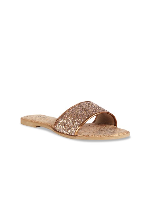

Rocia Women Gold-Toned Embellished Open Toe Flats