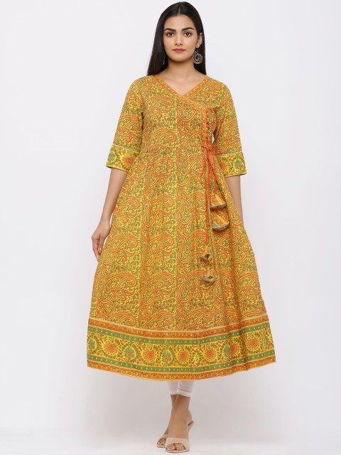 

Juniper Women Mustard Yelllow Printed A-Line Kurta
