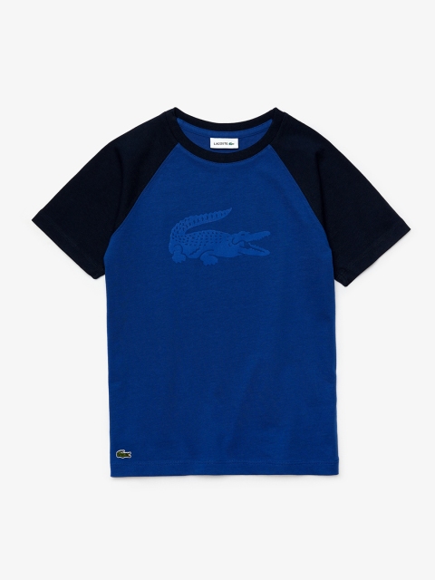 

Lacoste Boys Blue & Black Brand Logo Printed Round Neck T-shirt