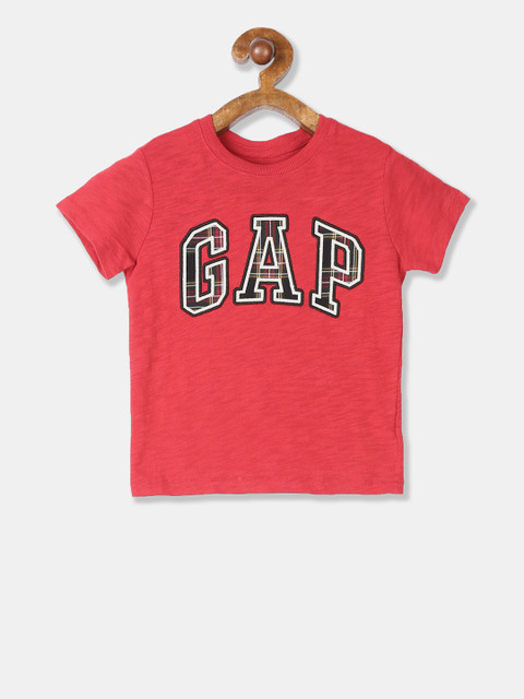 

GAP Boys Red Brand Logo Printed Round Neck T-shirt