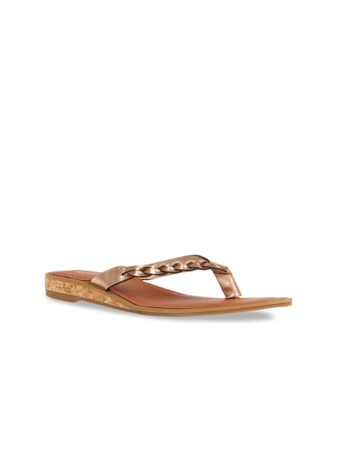 

Rocia Women Champagne Textured Open Toe Flats