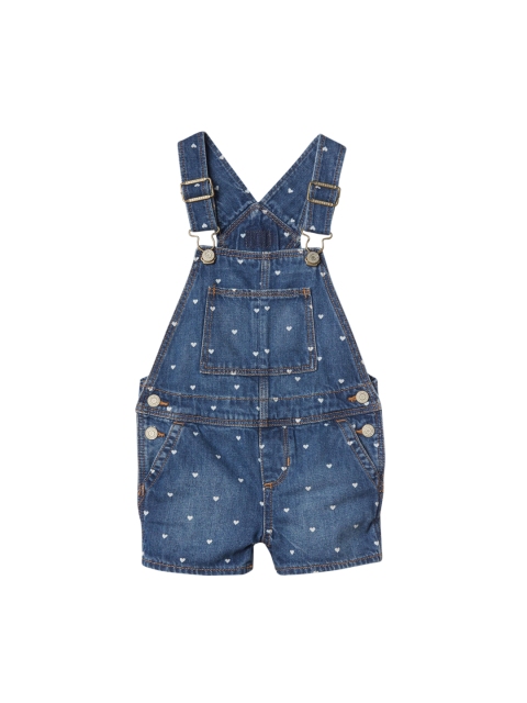 

GAP Girls Blue Heart Printed Denim Dungarees