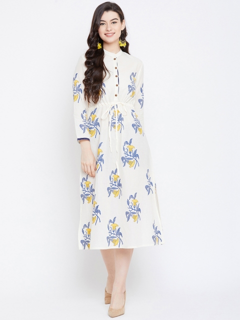 

Tulsattva Women Off-White Printed Fit and Flare Dress