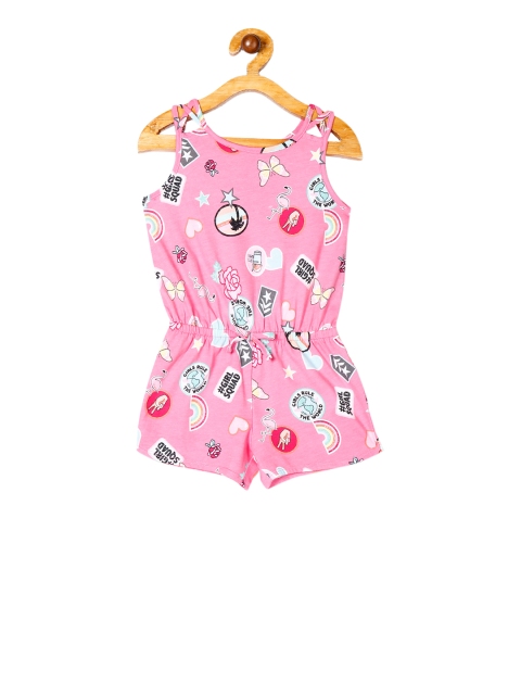 

The Childrens Place Girls Pink & Blue Printed Playsuit