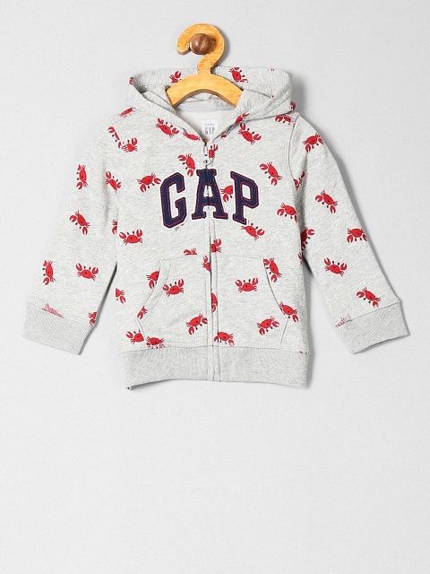 

GAP Boys Grey & Red Appliqued Hooded Sweatshirt