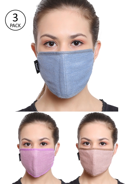 

Anekaant Pack Of 3 Multicolor Reusable 3-Ply Fabric Fashion Mask, Multi