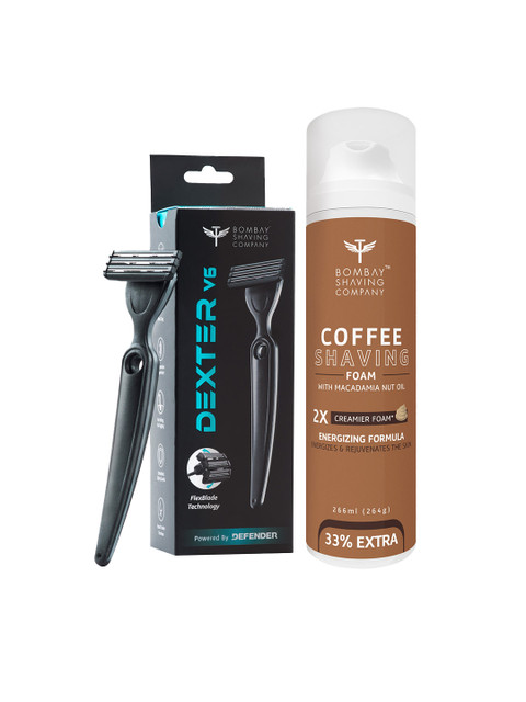 

Bombay Shaving Company Combo of Dexter Razor & Coffee Shaving Foam Grooming Kit, Black